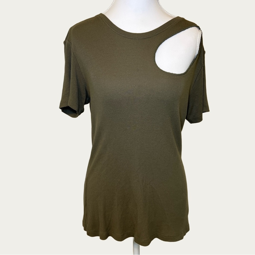 Rock & Republic Women’s‎ Olive Cut-Out Short Sleeve Tee Size Medium